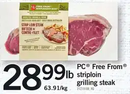Loblaws PC free from striploin grilling steak offer