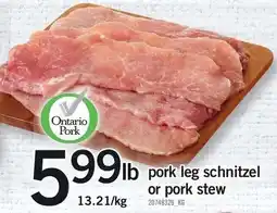 Loblaws Pork leg schnitzel or pork stew offer