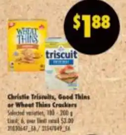 No Frills Christie Triscuits Good Thins or Wheat Thins Crackers offer