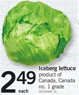 Loblaws Iceberg lettuce offer