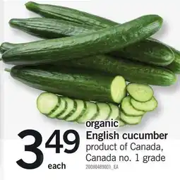 Loblaws organic English cucumber offer