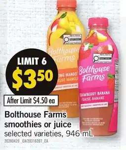 Loblaws Bolthouse Farms smoothies or juice offer