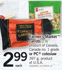 Loblaws Farmer's Market carrots offer