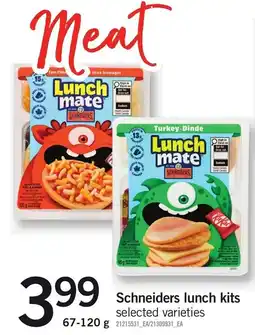 Loblaws Schneiders lunch kits offer
