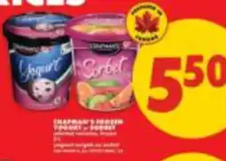 No Frills Chapman's frozen yogurt or sorbet offer