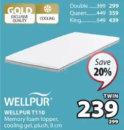 JYSK WELLPUR T110 Memory foam topper offer