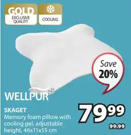 JYSK SKAGET Memory foam pillow with cooling gel, adjustable height offer