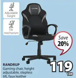 JYSK RANDRUP Gaming chair, height adjustable, stepless tilt, faux leather offer