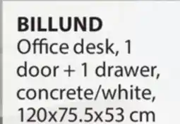 JYSK BILLUND Office desk, 1 door + 1 drawer, concrete/white offer