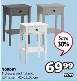 JYSK NORDBY 1-drawer nightstand, with shelf offer