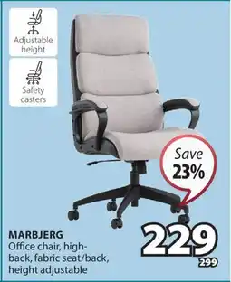 JYSK MARBJERG Office chair, high-back, fabric seat/back, height adjustable offer