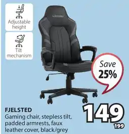 JYSK FJELSTED Gaming chair, stepless tilt, padded armrests, faux leather cover offer