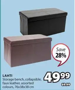 JYSK LAHTI Storage bench, collapsible, faux leather, assorted colours offer