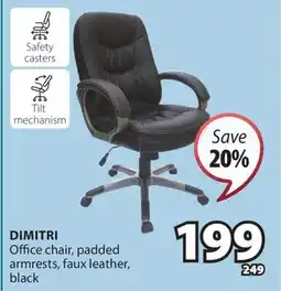 JYSK DIMITRI Office chair, padded armrests, faux leather, black offer