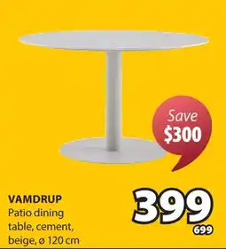 JYSK VAMDRUP Patio dining table, cement, beige, ø 120 cm offer
