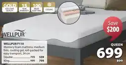 JYSK WELLPUR F110 Memory foam mattresses, medium firm, cooling gel, roll-packed for easy transport offer