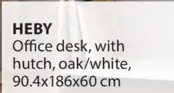JYSK HEBY Office desk, with hutch, oak/white offer