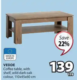 JYSK VEDDE Coffee table, with shelf, wild dark oak colour offer