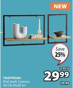 JYSK TRAPPEDAL Wall shelf, 2 pieces offer