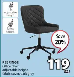 JYSK PEBRINGE Office chair, adjustable height, fabric cover, dark grey offer