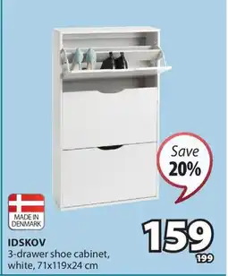 JYSK IDSKOV 3-drawer shoe cabinet offer