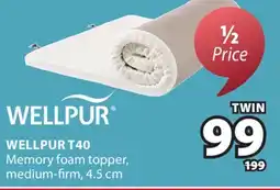 JYSK WELLPUR T40 Memory foam topper offer