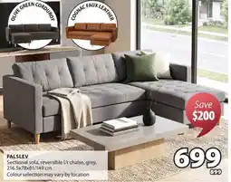 JYSK FALSLEV Sectional sofa, reversible l/r chaise, grey offer