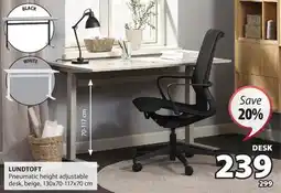 JYSK LUNDTOFT Pneumatic height adjustable desk offer