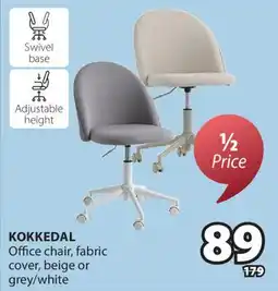 JYSK KOKKEDAL Office chair, fabric cover, beige or grey/white offer