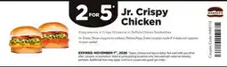 Harvey’s Harvey's Jr. Crispy Chicken offer