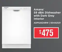 Leon's Amana White Dishwasher with Quick Wash Cycle - ADFS2524RW offer