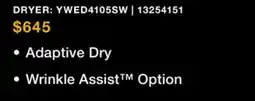 Leon's Whirlpool White Electric Dryer (7.0 Cu. Ft.) with Adaptive Dry - YWED4105SW offer