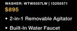 Leon's Whirlpool White Top Load Washer with Removable Agitator (5.4 Cu Ft) - WTW5057LW offer