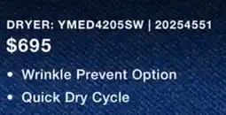 Leon's Maytag White Electric Dryer (7.0 Cu. Ft.) with Wrinkle Prevent Option - YMED4205SW offer