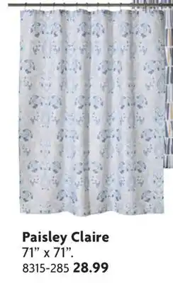Home Hardware Paisley Claire Polyester Shower Curtain offer