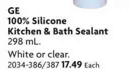 Home Hardware GE 100% Silicone Kitchen & Bath Sealant offer
