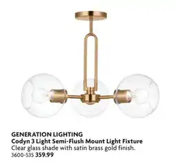 Home Hardware GENERATION LIGHTING Codyn 3 Light Semi-Flush Mount Light Fixture offer