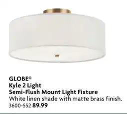 Home Hardware Kyle 2 Light Semi-Flush Mount Light Fixture offer
