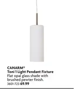 Home Hardware CANARM Toni 1 Light Pendant Fixture offer