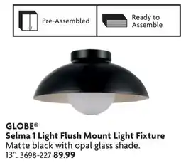 Home Hardware GLOBE Selma 1 Light Flush Mount Light Fixture offer