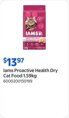 Walmart Iams Proactive Health Dry Cat Food offer