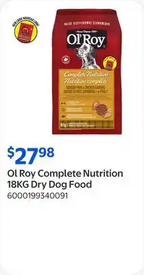 Walmart Ol Roy Complete Nutrition 18KG Dry Dog Food offer