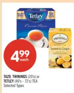 Shoppers Drug Mart TAZO, TWININGS (20's) or TETLEY (40's - 72's) TEA offer