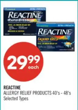 Shoppers Drug Mart REACTINE ALLERGY RELIEF PRODUCTS offer