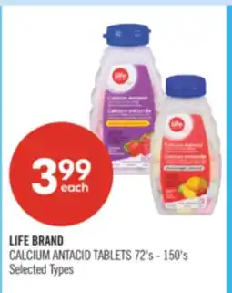 Shoppers Drug Mart LIFE BRAND CALCIUM ANTACID TABLETS offer