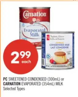Shoppers Drug Mart PC SWEETENED CONDENSED (300mL) or CARNATION EVAPORATED (354mL) MILK offer