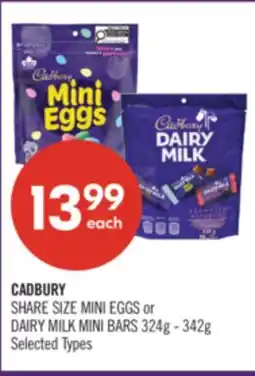 Shoppers Drug Mart CADBURY SHARE SIZE MINI EGGS or DAIRY MILK MINI BARS offer
