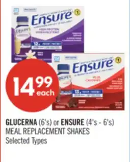 Shoppers Drug Mart GLUCERNA (6's) or ENSURE (4's - 6's) MEAL REPLACEMENT SHAKES offer