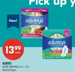 Shoppers Drug Mart ALWAYS ULTRA THIN PADS offer
