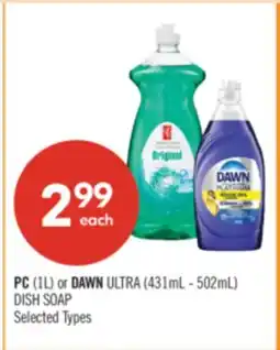 Shoppers Drug Mart PC (1L) or DAWN ULTRA (431mL - 502mL) DISH SOAP offer
